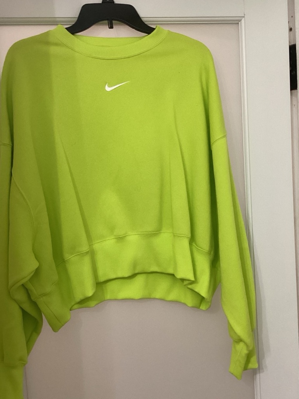 Nike Women's Bright Lime Cropped Crew Sweatshirt